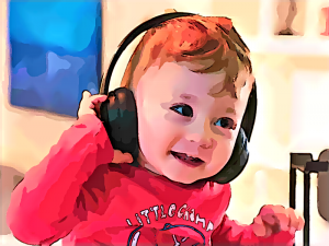 Bebê com headphone